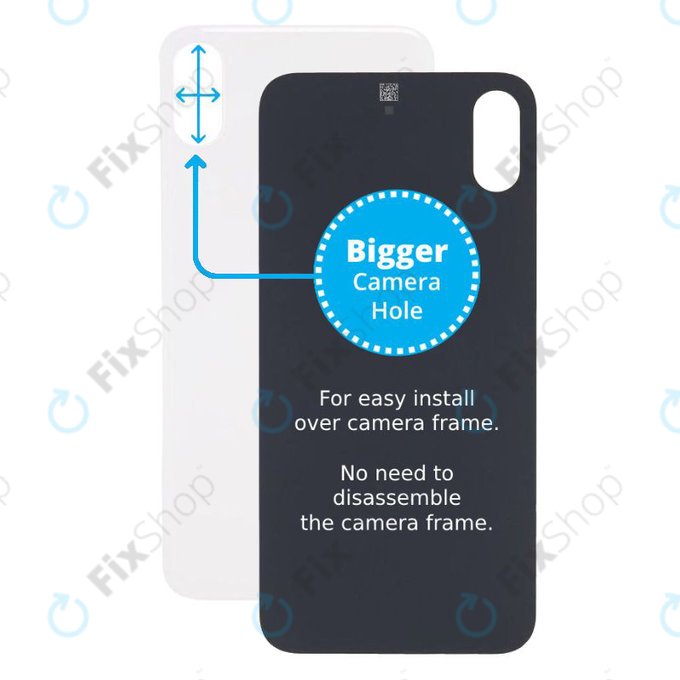 Πίσω Γυαλί με Μεγάλη Τρύπα Κάμερας για iPhone XS | Ασημί | Silver