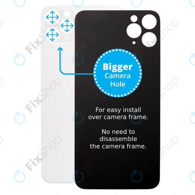 Πίσω Γυαλί με Μεγάλη Τρύπα Κάμερας για iPhone 11 Pro Max | Ασημί | Silver