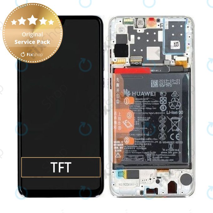 LCD Display Assembly με Battery για Huawei P30 Lite (2020) | 02352PJN | Pearl White | Service Pack