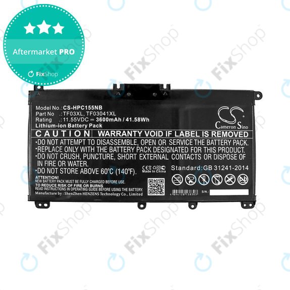 Μπαταρία για HP Pavilion 14, 15, X360, 3600mAh, Li-Ion, 11.55V, TF03XL, HQ
