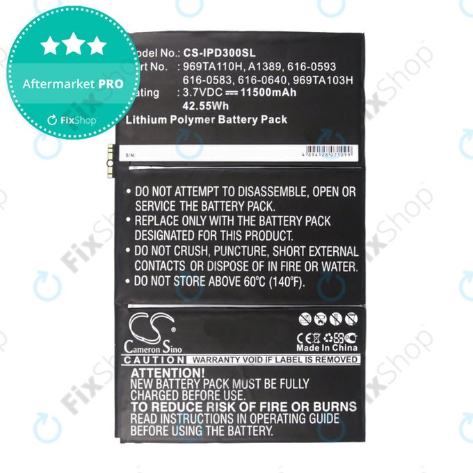 Μπαταρία για iPad 3, iPad 4, 969TA110H, A1389, 616-0593, 11500mAh, HQ