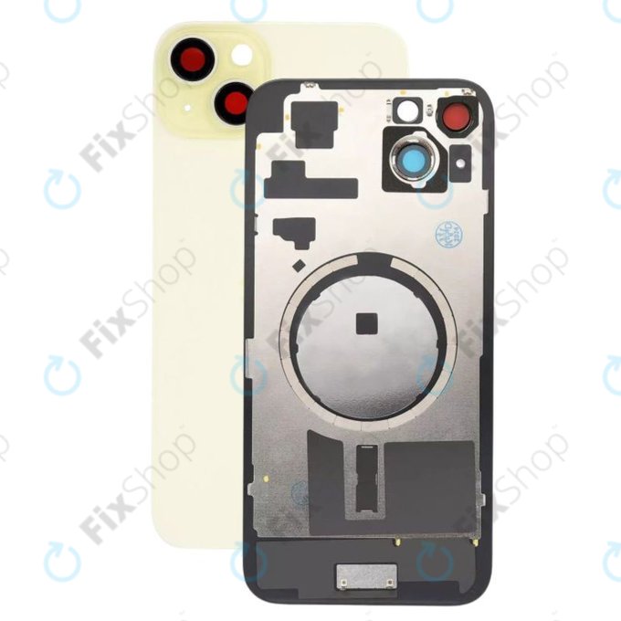 Πίσω Κάλυμμα Γυαλί + Φακός Κάμερας + Μεταλλική Πλάκα + Μαγνήτες Magsafe για iPhone 15 Plus | Κίτρινο | Yellow