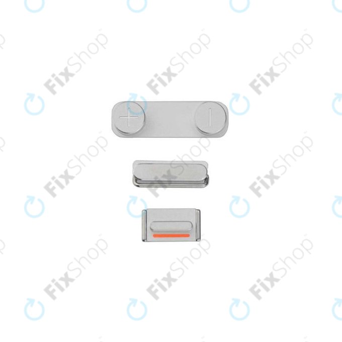 Σετ Πλαϊνών Κουμπιών για iPhone 5S | Λειτουργίας + Έντασης + Σίγασης | Ασημί | Silver
