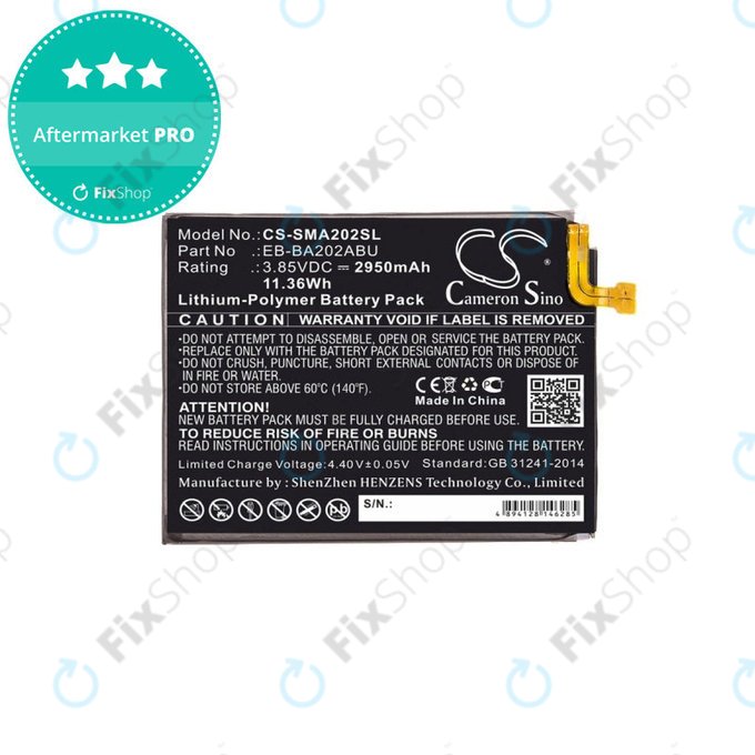 Μπαταρία για Samsung A10e, A20e A202F, 2950mAh, Li-Pol, 3.85 V, EB-BA202ABU, HQ