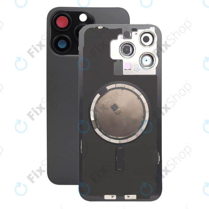 Πίσω Κάλυμμα Γυαλί + Φακός Κάμερας + Μεταλλική Πλάκα + Μαγνήτες Magsafe για iPhone 15 Pro Max | Black Titanium
