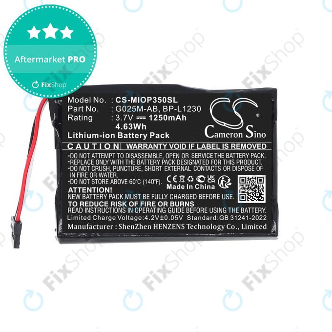 Μπαταρία για Mitac Mio P350, P550, 1250mAh, Li-Ion, 3.7V, BL-LP1230, HQ
