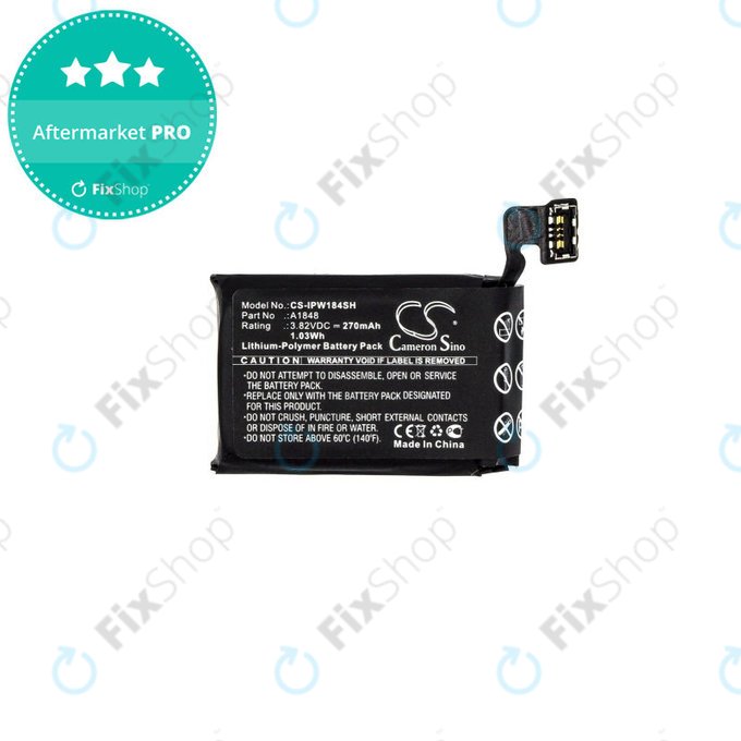 Μπαταρία για Apple Watch 3 38 mm, 270mAh, GPS + Cellular Version, Li-Pol, 3.82 V, A1848, HQ