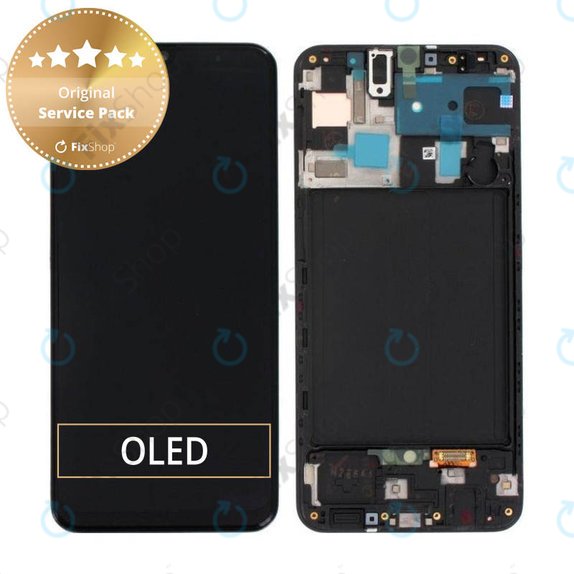 Συγκρότημα οθόνης για Samsung A50, A505F, GH82-19204A, GH82-19713A, GH82-19714A, GH82-19289A, Black, Service Pack