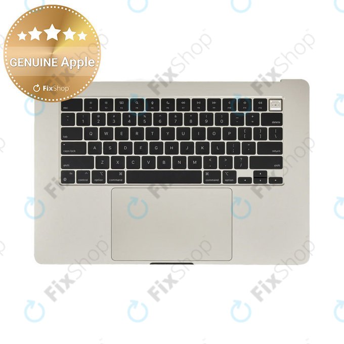 Άνω πλαίσιο πληκτρολογίου για MacBook Air 15", A3114 (2024), με πληκτρολόγιο US και μπαταρία, Starlight, 661-40268, Genuine Apple