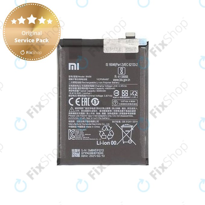 Μπαταρία για Xiaomi Redmi Note 10, Note 10S M2101K7BG M2101K7BI, BN59, 5000mAh, 46020000645Z, Service Pack