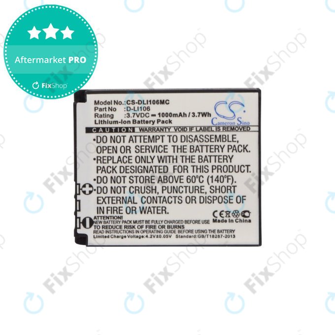 Μπαταρία για Kodak PIXPRO SP1, Kodak PIXPRO SP1 HD, 1000mAh, Li-Ion, 3.7V, D-LI106, HQ