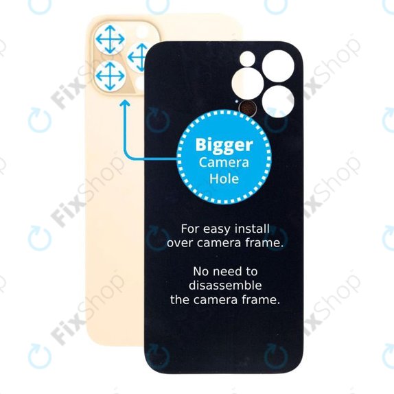 Πίσω Γυαλί με Μεγάλη Τρύπα Κάμερας για iPhone 12 Pro Max | Χρυσαφί | Gold