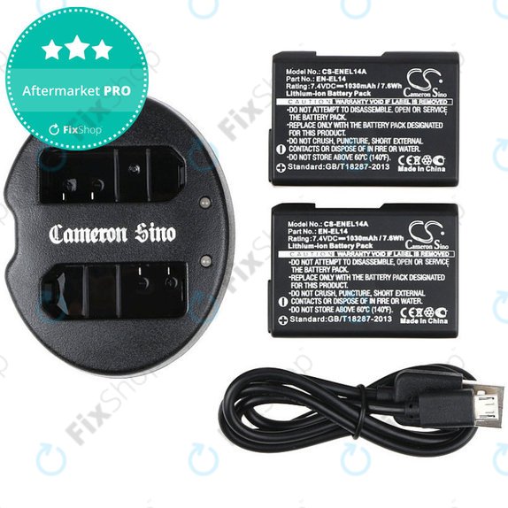 2 baterie z ładowarką doNikon Coolpix P7000, P7700, D3100, D3200, D5100, 1030mAh, Li-Ion, 7.4V, EN-EL14, HQ