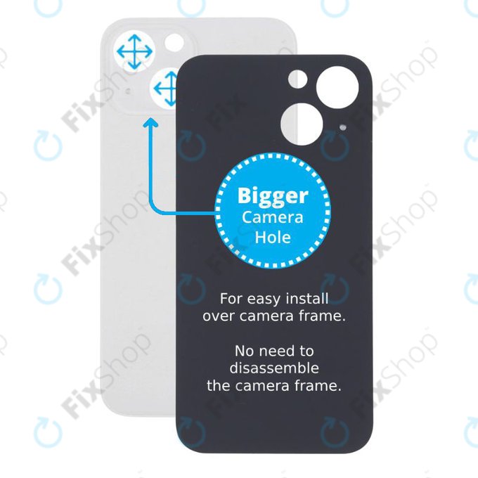 Πίσω Γυαλί με Μεγάλη Τρύπα Κάμερας για iPhone 13 Mini | Λευκό του Άστρου | Starlight