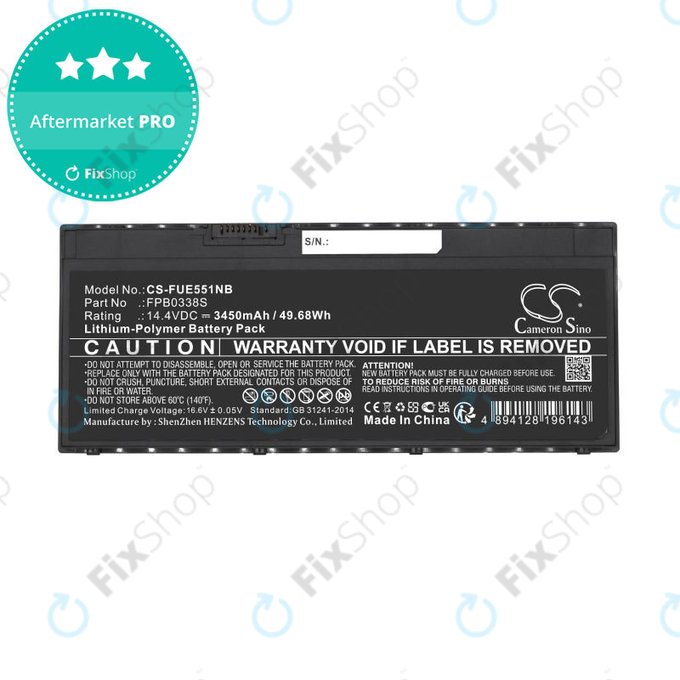 Μπαταρία για Fujitsu Lifebook E4411, E448, E458, 3450mAh, Li-Pol, 14.4V, FPB0338S, HQ