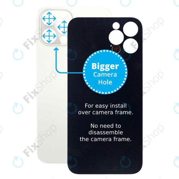Πίσω Γυαλί με Μεγάλη Τρύπα Κάμερας για iPhone 12 Pro Max | Ασημί | Silver