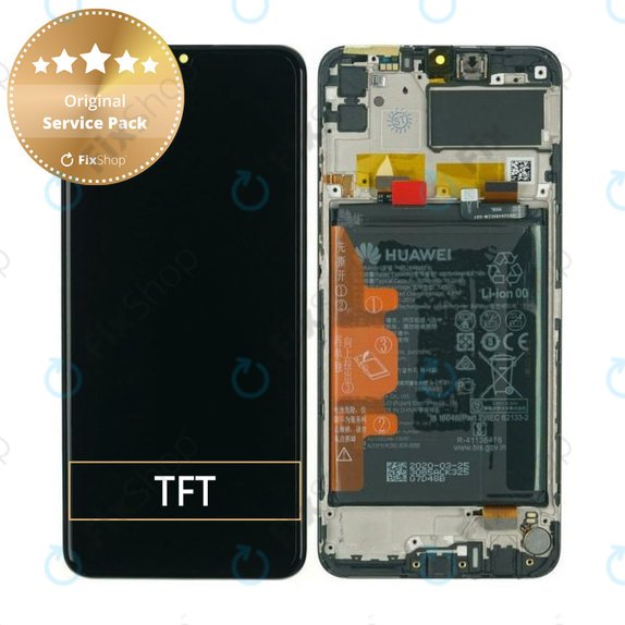Συγκρότημα οθόνης με μπαταρία για Huawei Y6p, Honor 9A, 02353LKV, Μαύρο, Black, Service Pack