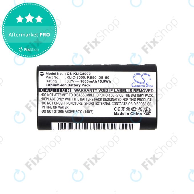 Μπαταρία για Jay-Tech Jay-Cam I4800, Kodak Easyshare Z1012, 1600mAh, Li-Ion, 3.7V, KLIC-8000, HQ