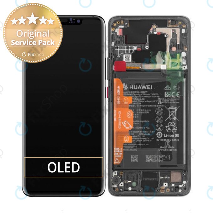 LCD Display Assembly με Battery για Huawei Mate 20 Pro | 02352FRL | Black| Service Pack