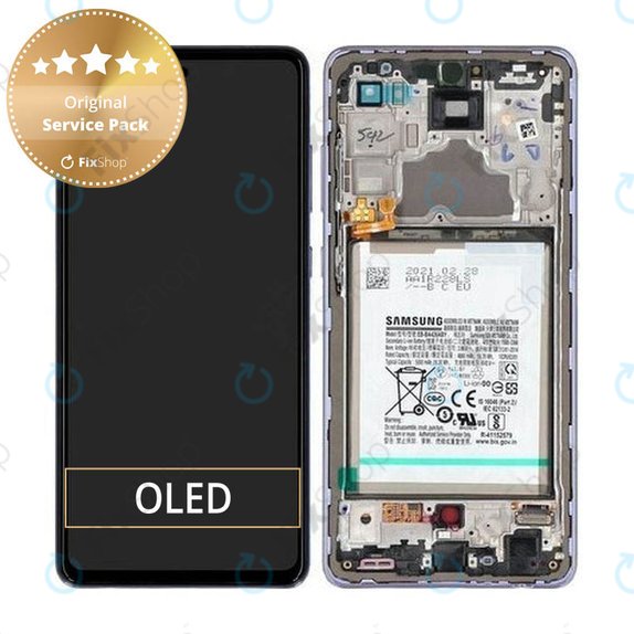 Συγκρότημα οθόνης με μπαταρία για Samsung A72, A725F, A726B, GH82-25541C, GH82-25542C, Awesome Violet, Service Pack