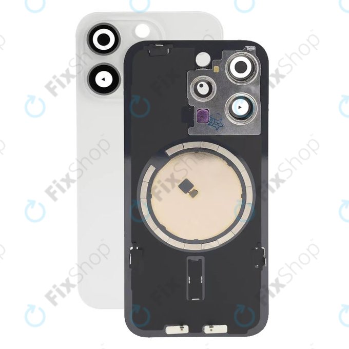 Πίσω Κάλυμμα Γυαλί + Φακός Κάμερας + Μεταλλική Πλάκα + Μαγνήτες Magsafe για iPhone 15 Pro | White Titanium