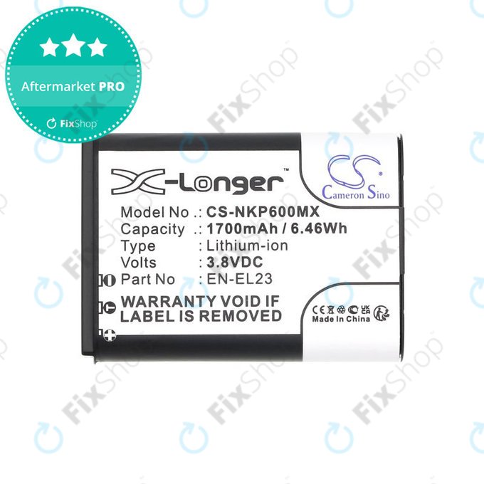 Μπαταρία για Nikon Coolpix, 1700mAh, Li-Ion, 3.8V, EN-EL23, HQ