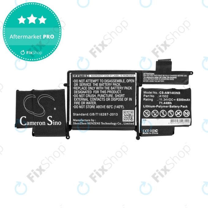 Μπαταρία για MacBook Pro 13", Τέλη 2013 – Μέσα 2014, A1502, A1493, 6300mAh, HQ