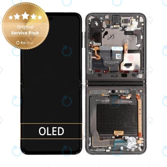 Συγκρότημα οθόνης για Samsung Z Flip 3, F711B, GH82-26273A, GH82-27243A, GH82-27244A, Phantom Black, Service Pack
