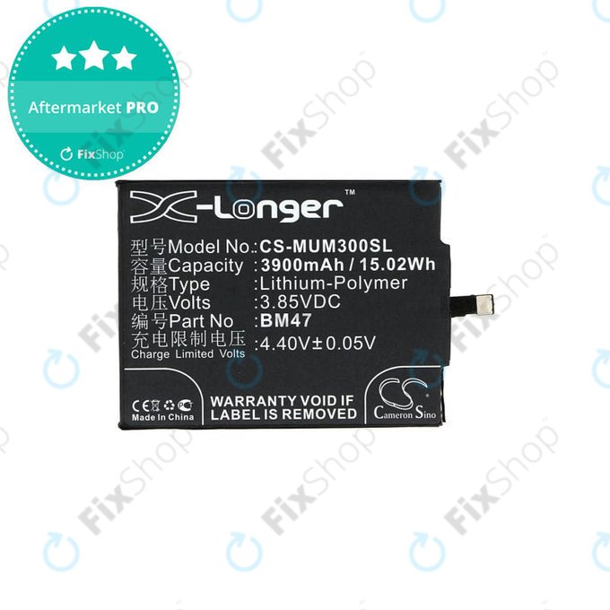 Μπαταρία για Xiaomi Redmi 3, 3S, 3 Pro, 4X, BM47, 3900mAh, HQ