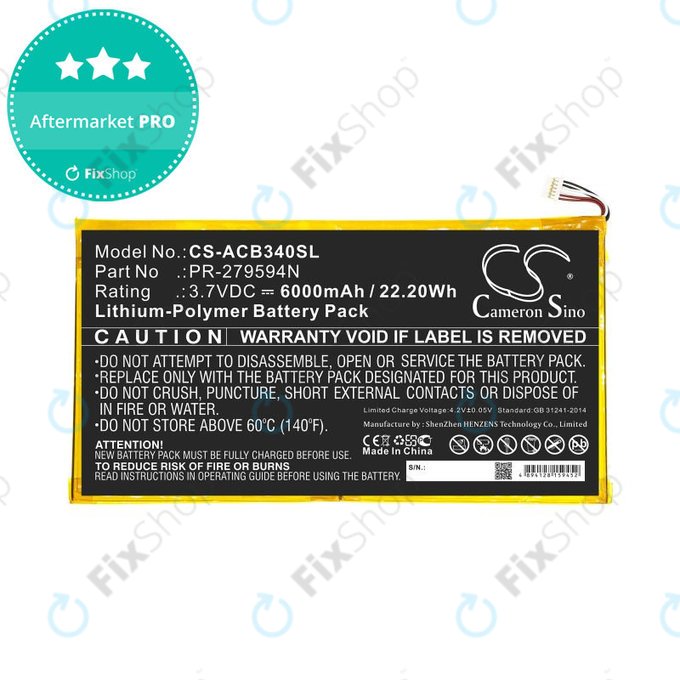 Μπαταρία για Acer Iconia One 10 B3-A40, 6000mAh, Li-Pol, 3.7V, PR-279594N, HQ