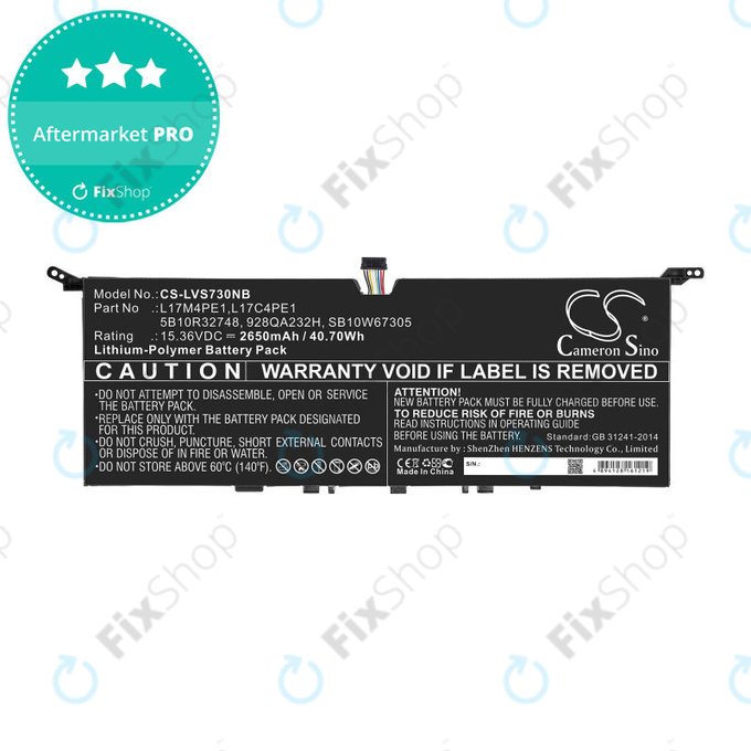 Μπαταρία για Lenovo IdeaPad 730-13, 2650mAh, Li-Pol, 15.36V, 5B10R32748, HQ