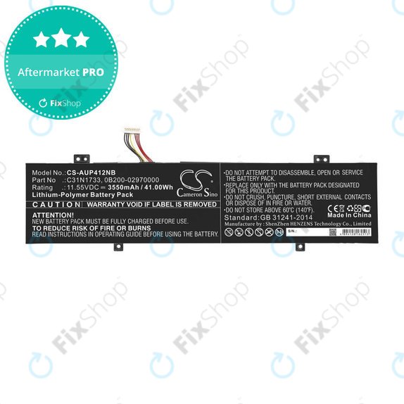 Μπαταρία για Asus VivoBook Flip 14 Tp412fa/ua, 3550mAh, Li-Pol, 11.55V, C31N1733, HQ
