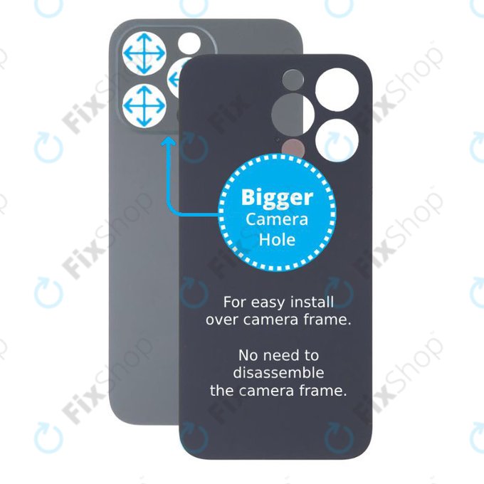 Πίσω Γυαλί με Μεγάλη Τρύπα Κάμερας για iPhone 13 Pro | Γραφίτης | Graphite