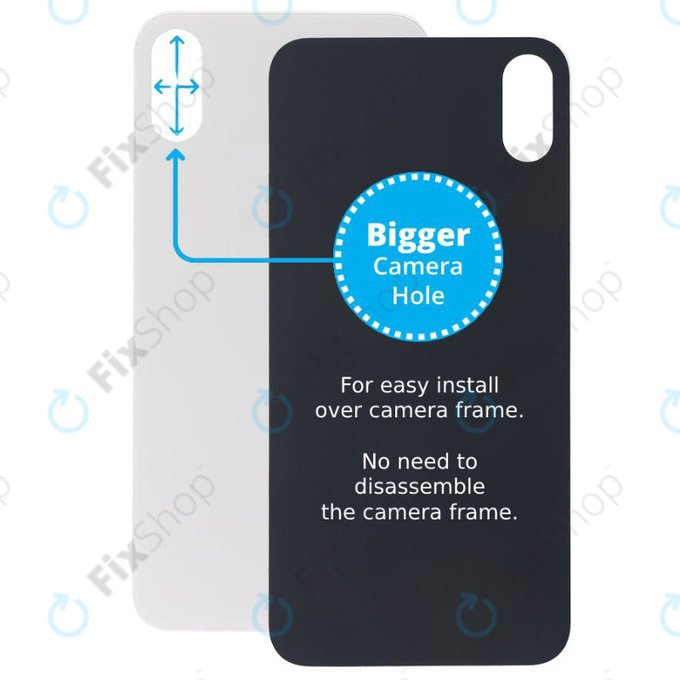 Πίσω Γυαλί με Μεγάλη Τρύπα Κάμερας για iPhone XS Max, Silver
