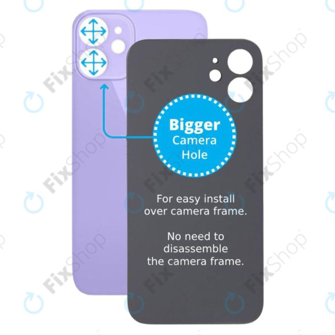 Πίσω Γυαλί με Μεγάλη Τρύπα Κάμερας για iPhone 12 Mini | Μωβ | Purple