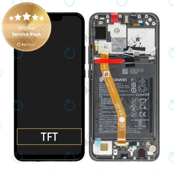 Συγκρότημα οθόνης με μπαταρία για Huawei P Smart Plus (Nova 3i), 02352BUE, Μαύρο, Black, Service Pack