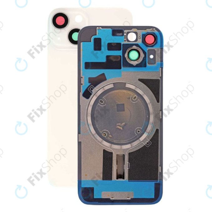 Πίσω Γυάλινη Πρόσοψη + Φακός Κάμερας + Μεταλλική Πλάκα + Μαγνήτες Magsafe για iPhone 14 | Λευκό του Άστρου | Starlight