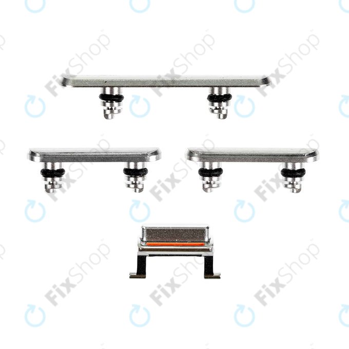 Σετ Πλαϊνών Κουμπιών για iPhone XS | Λειτουργίας + Έντασης + Σίγασης | Ασημί | Silver