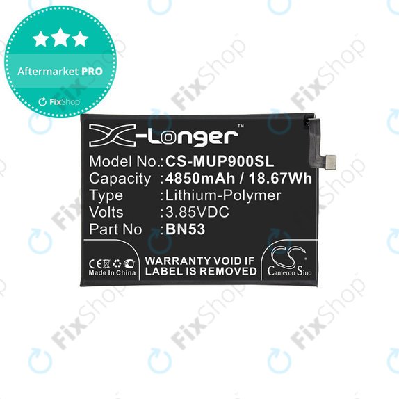 Μπαταρία για Xiaomi Redmi Note 9 Pro, 4850mAh, Li-Pol, 3.85 V, BN53, HQ