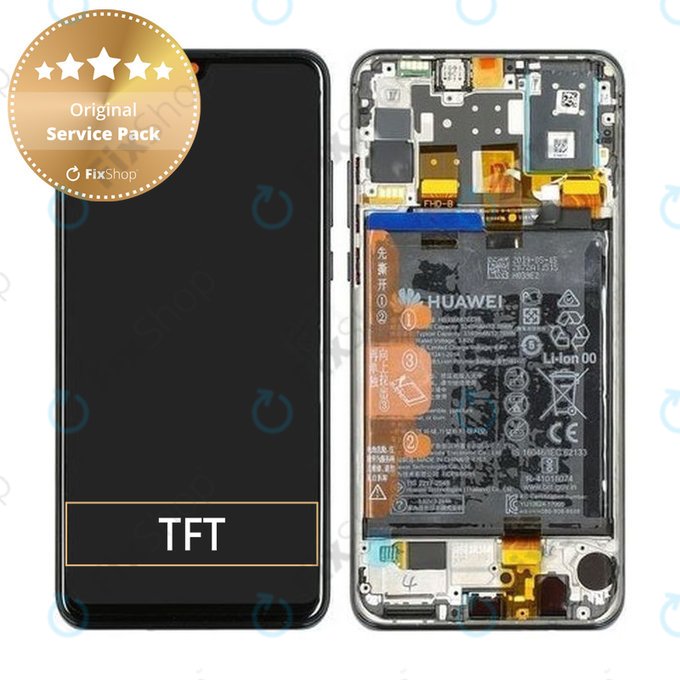LCD Display Assembly με Battery για Huawei P30 Lite (2020) | 02352PJM | Midnight Black | Service Pack