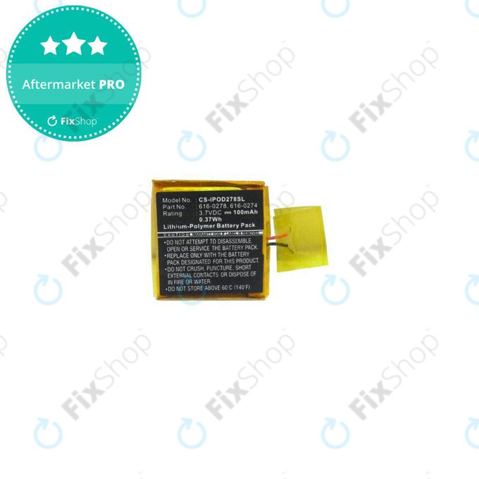 Μπαταρία για iPod Shuffle 2nd Gen, 3rd Gen, 616-0274, 100mAh, HQ
