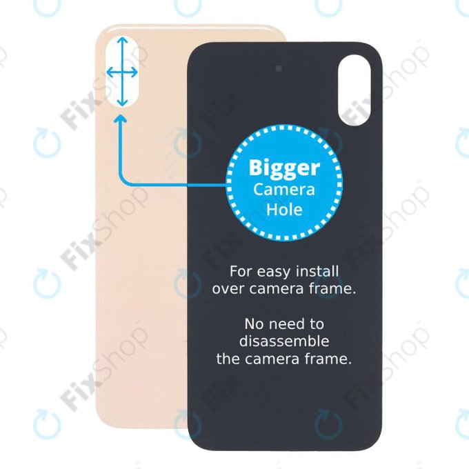 Πίσω Γυαλί με Μεγάλη Τρύπα Κάμερας για iPhone XS | Χρυσαφί | Gold