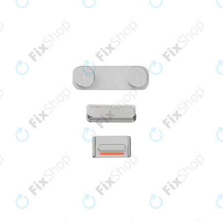 Σετ Πλαϊνών Κουμπιών για iPhone 5S | Λειτουργίας + Έντασης + Σίγασης | Ασημί | Silver