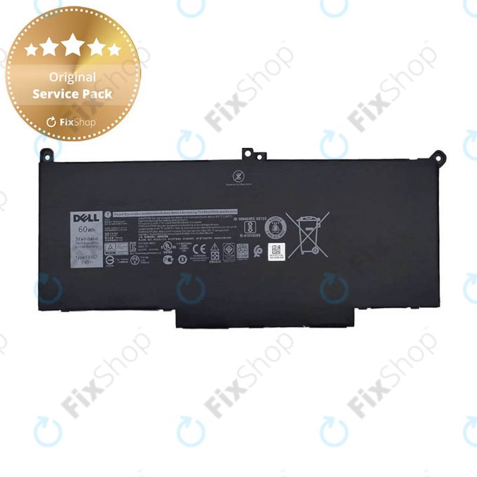 Μπαταρία για Dell Latitude 7280, 7290, 7380, 7390, 7480, 7490, E7280, F3YGT, 7600mAh, Service Pack