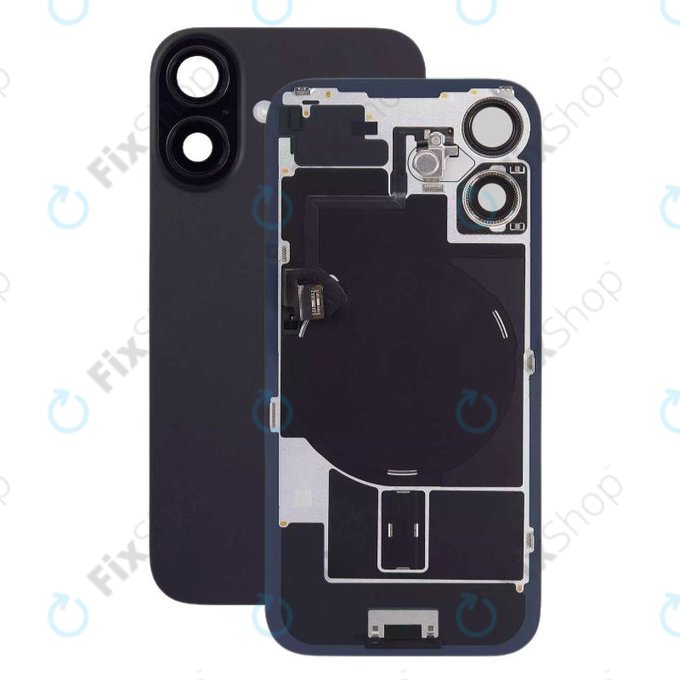 Πίσω Κάλυμμα Γυαλί + Φακός Κάμερας + Μεταλλική Πλάκα + Μαγνήτες Magsafe για iPhone 16 Plus | Μαύρο | Black