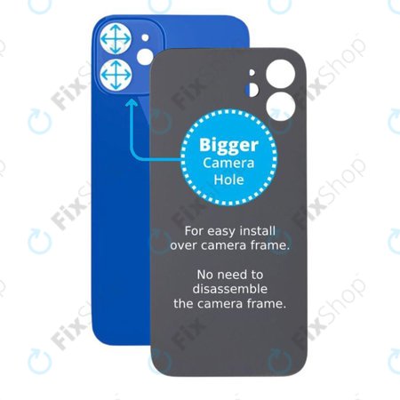 Πίσω Γυαλί με Μεγάλη Τρύπα Κάμερας για iPhone 12 Mini | Μπλε | Blue