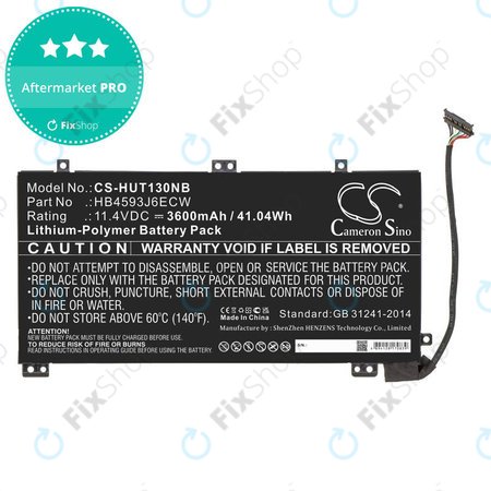 Μπαταρία για Huawei MateBook 13, 13 i7, 3600mAh, Li-Pol, 11.4V, HB4593J6ECW, HQ