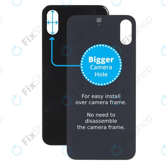 Πίσω Γυαλί με Μεγάλη Τρύπα Κάμερας για iPhone X | Διαστημικό Γκρι | Space Gray