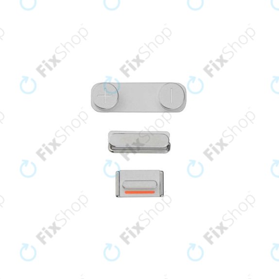 Σετ Πλαϊνών Κουμπιών για iPhone 5S | Λειτουργίας + Έντασης + Σίγασης | Ασημί | Silver