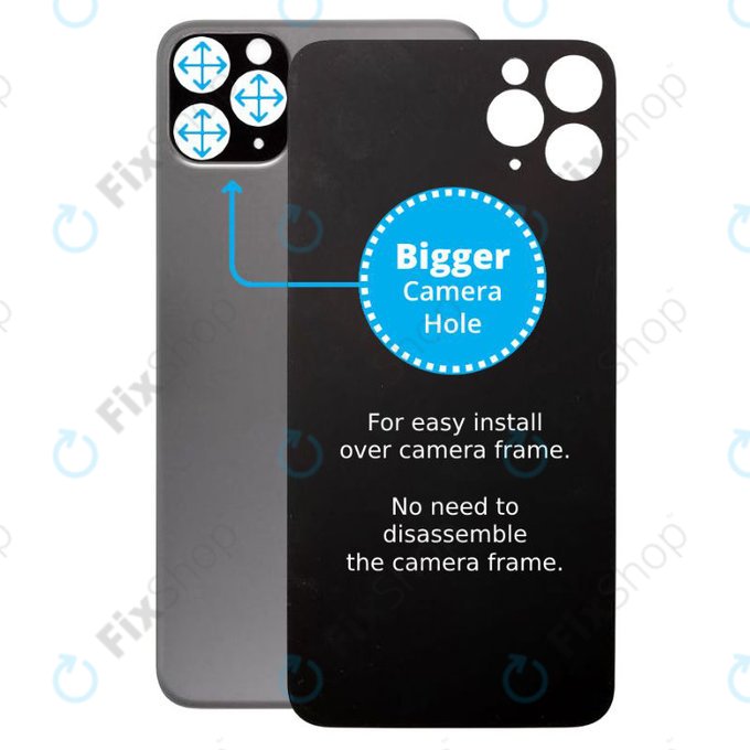 Πίσω Γυαλί με Μεγάλη Τρύπα Κάμερας για iPhone 11 Pro Max | Διαστημικό Γκρι | Space Gray